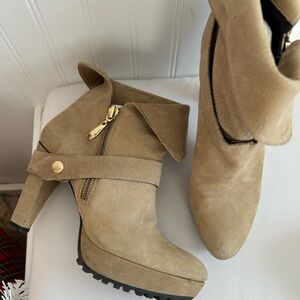 Diane von Furstenberg Avalon Camel Tumbled Nubuck Booties from Neimans